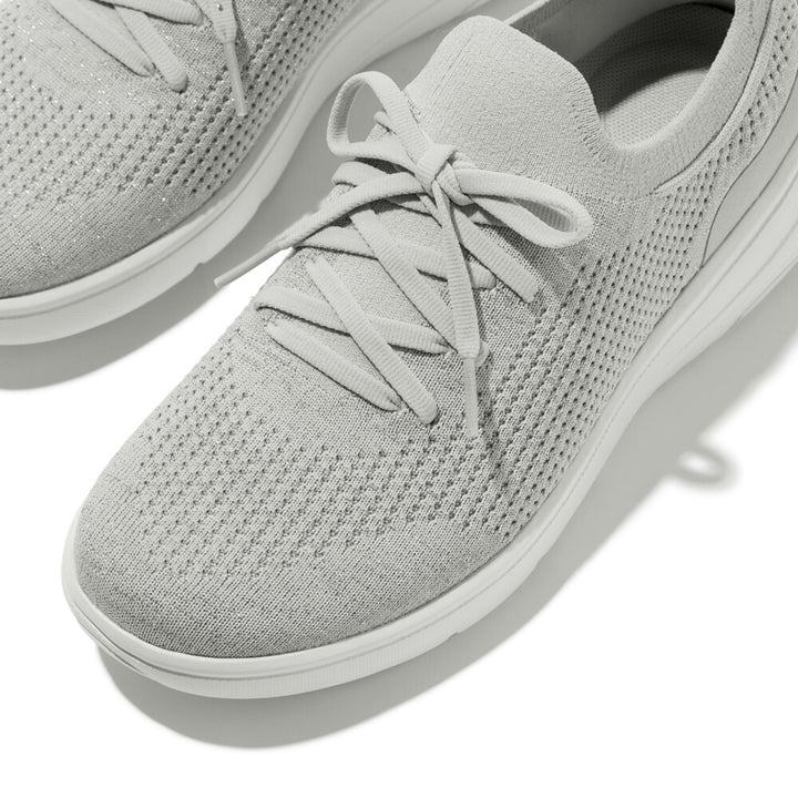 FitFlop Super - Q Knit Slip - On Laced Sneakers Arctic Grey/Silver - Shopping4Africa