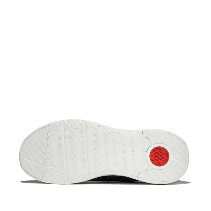 FitFlop SUPER - Q Knit Slip - On Laced Trainers Sneaker Black/ Silver - Shopping4Africa