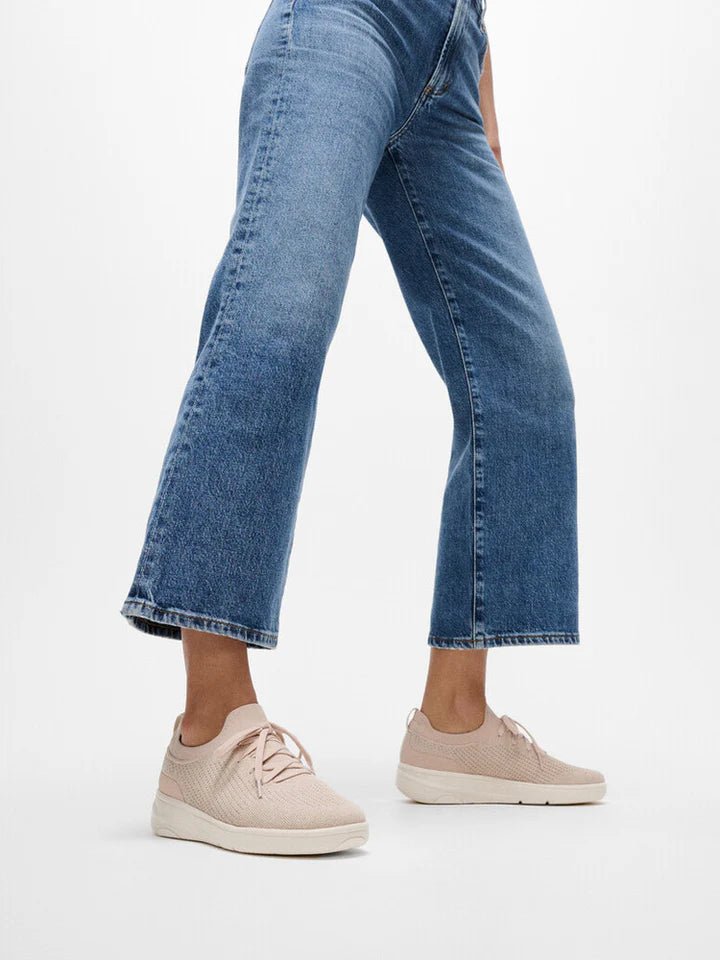 FitFlop SUPER - Q Knit Slip - On Laced Trainers Sneakers Stone Beige/ Platino - Shopping4Africa