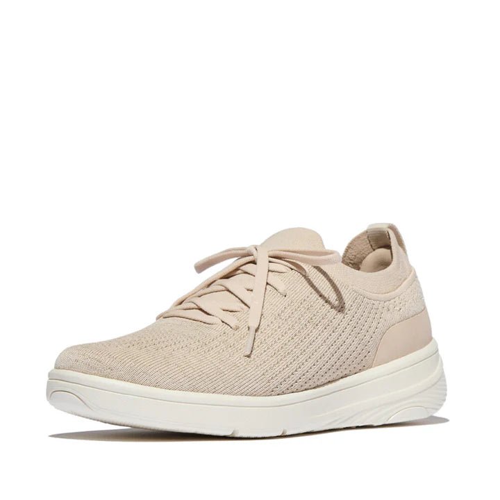 FitFlop SUPER - Q Knit Slip - On Laced Trainers Sneakers Stone Beige/ Platino - Shopping4Africa