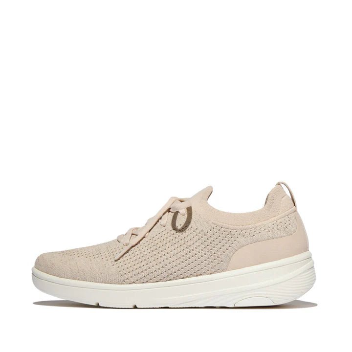 FitFlop SUPER - Q Knit Slip - On Laced Trainers Sneakers Stone Beige/ Platino - Shopping4Africa