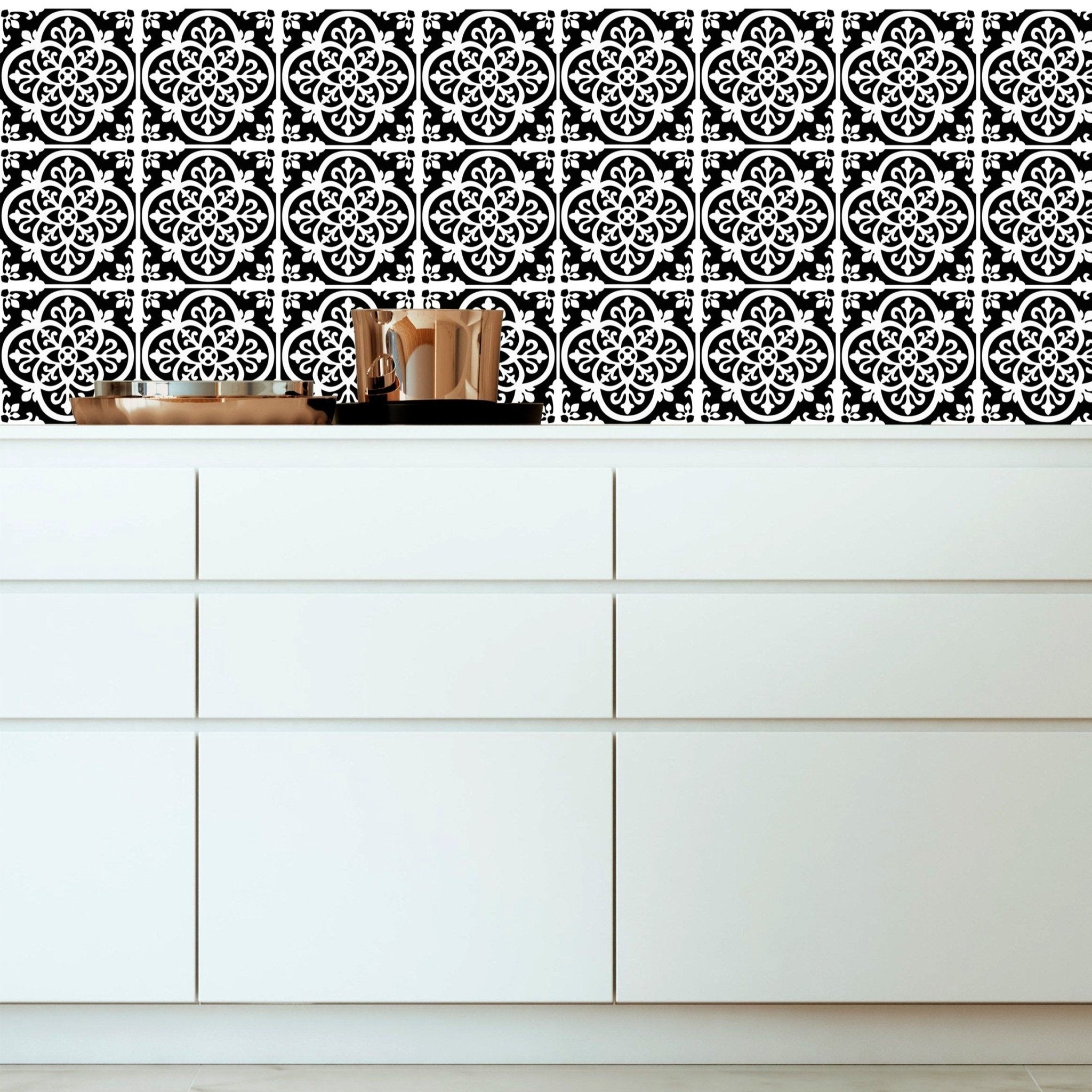 Floral Black - Vinyl Wall Tiles - Shopping4Africa