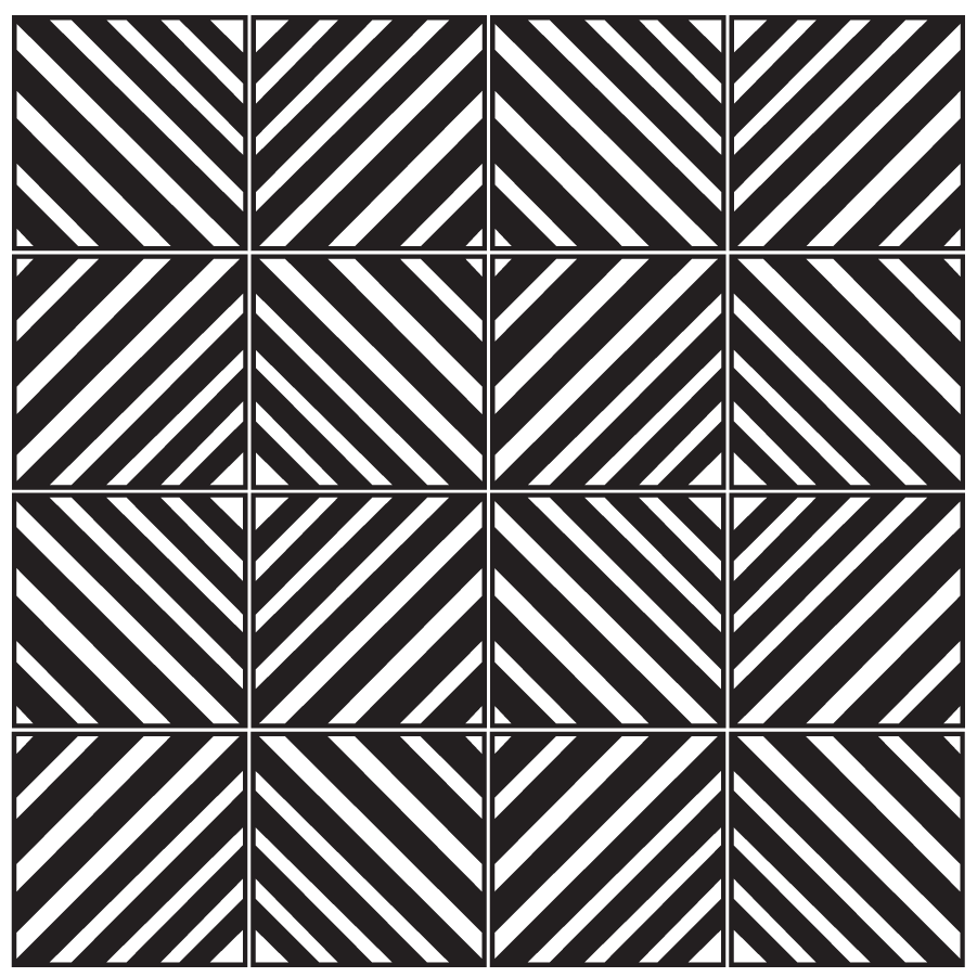 Geometric stripes - Black & White Vinyl wall tiles