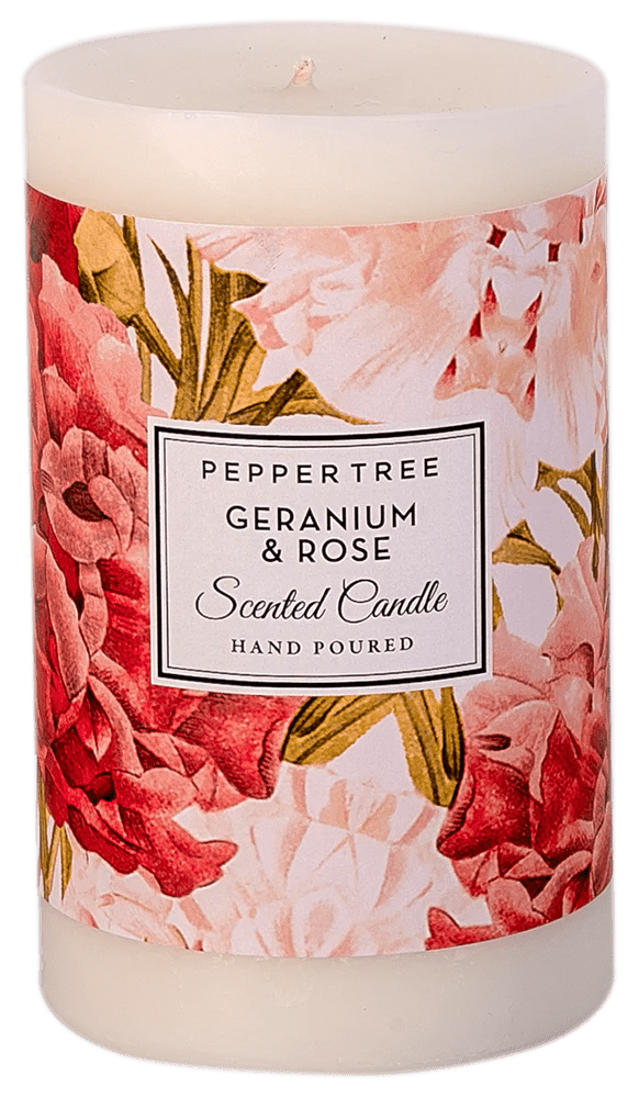 Geranium & Rose Scented Pillar Candle Medium - Shopping4Africa