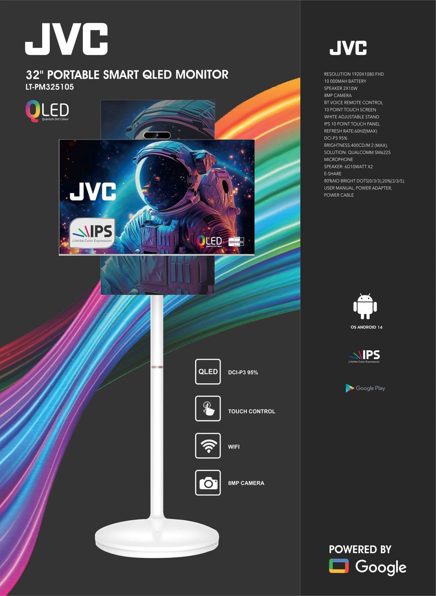 JVC 32-inch QLED Full HD IPS Portable Smart Touch Monitor LT-PM325105 - Shopping4Africa