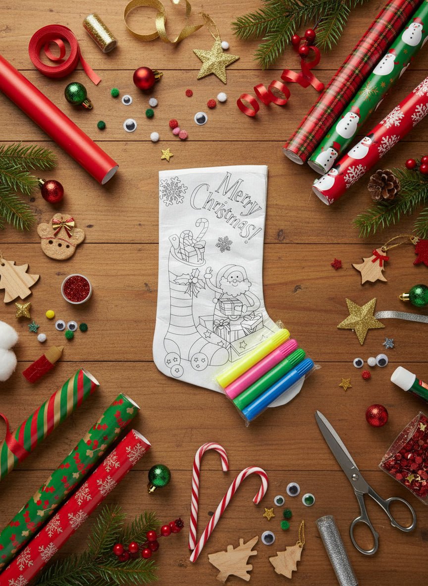 Kraft Kit - Colour your own Christmas Stocking Assorted - Shopping4Africa