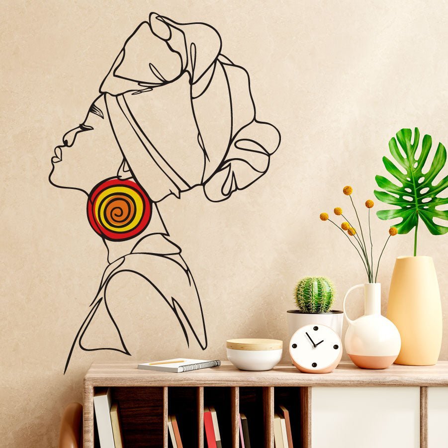 Lady with Earring - vinyl wall sticker - Shopping4Africa