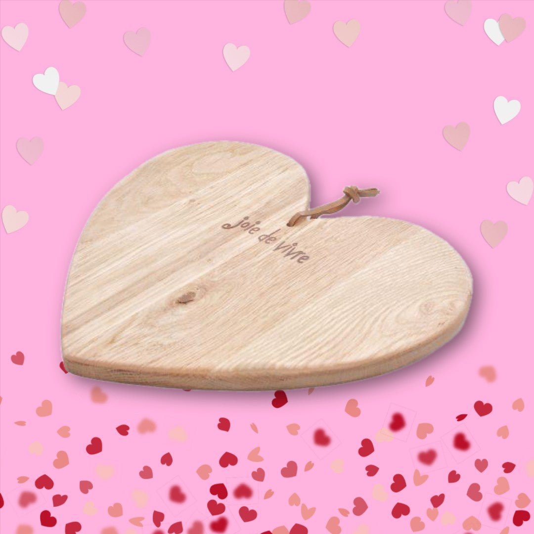 Laid Back Joie de Vivre Heart Board Handcrafted Oak Kitchen Board 360x250mm 1.5kg - Shopping4Africa