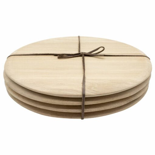 Laid Back Oak Round Tapered Dinner Plates, Set of 4 - Shopping4Africa
