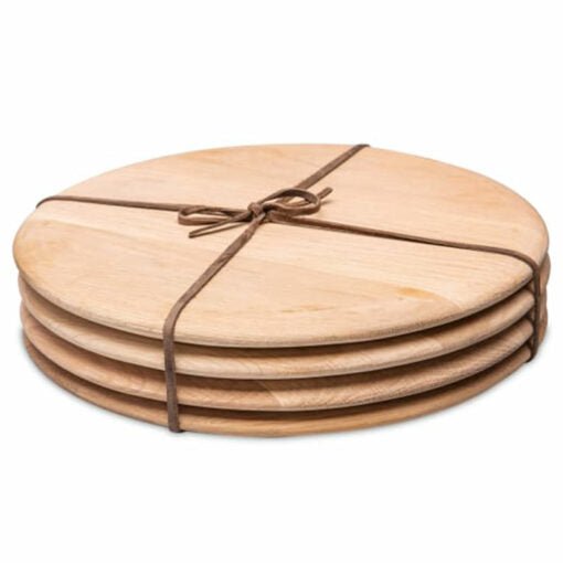 Laid Back Oak Round Tapered Dinner Plates, Set of 4 - Shopping4Africa