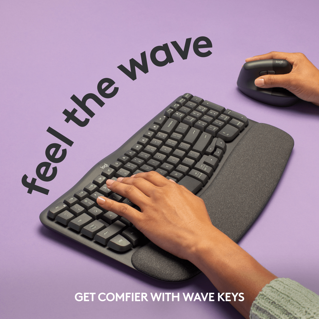 Logitech® Wave Keys wireless ergonomic keyboard - Graphite - Shopping4Africa