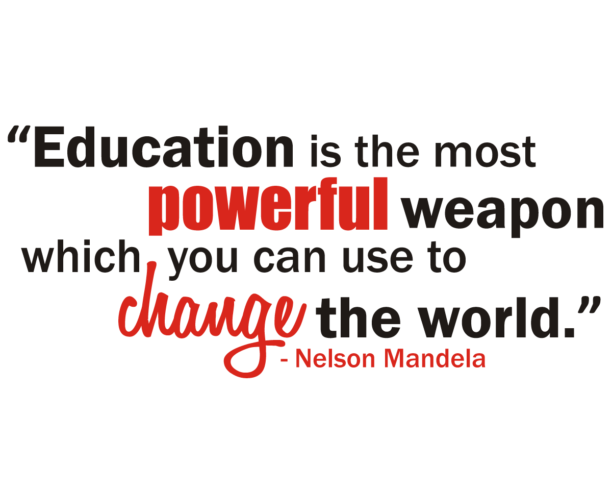 Mandela's Education Quote - vinyl wall poetry