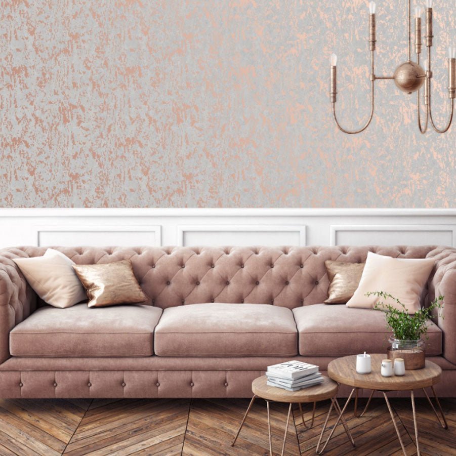 Milan Grey & Rose Gold Wallpaper - Shopping4Africa