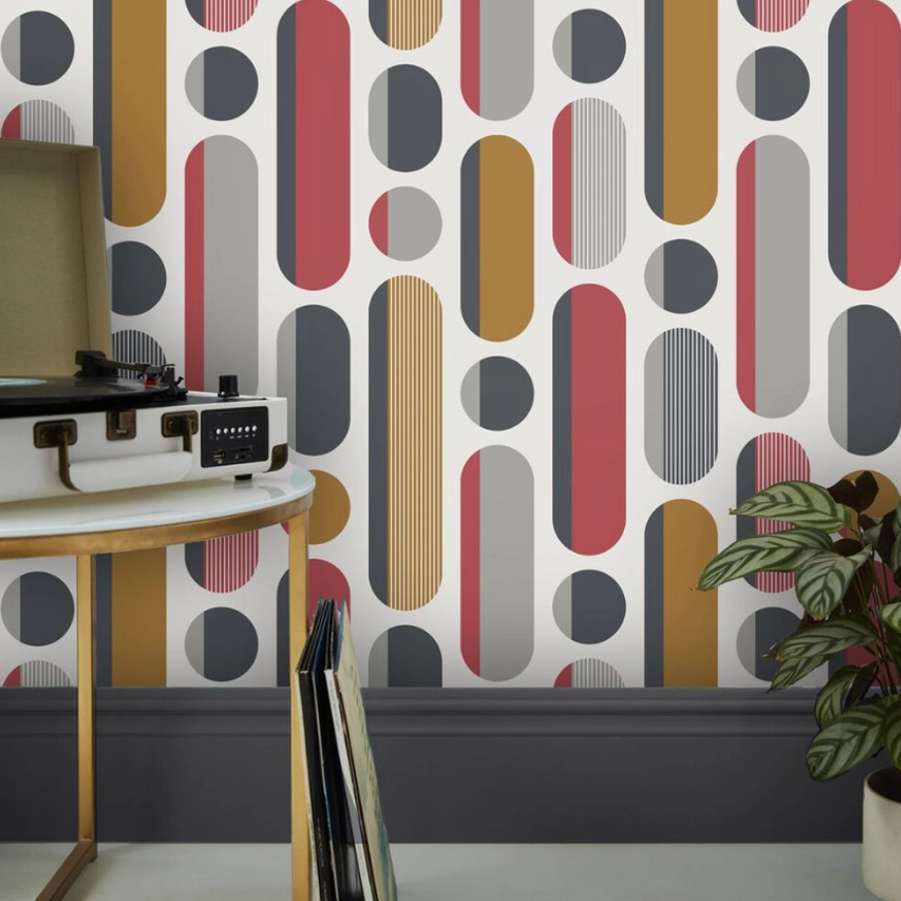 Morse Red & Grey & Mustard Wallpaper - Shopping4Africa