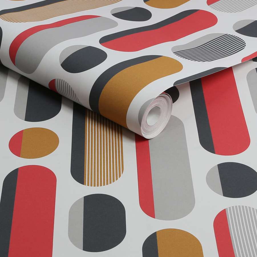 Morse Red & Grey & Mustard Wallpaper - Shopping4Africa