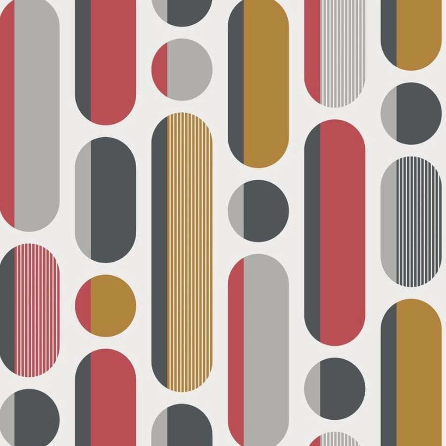 Morse Red & Grey & Mustard Wallpaper - Shopping4Africa