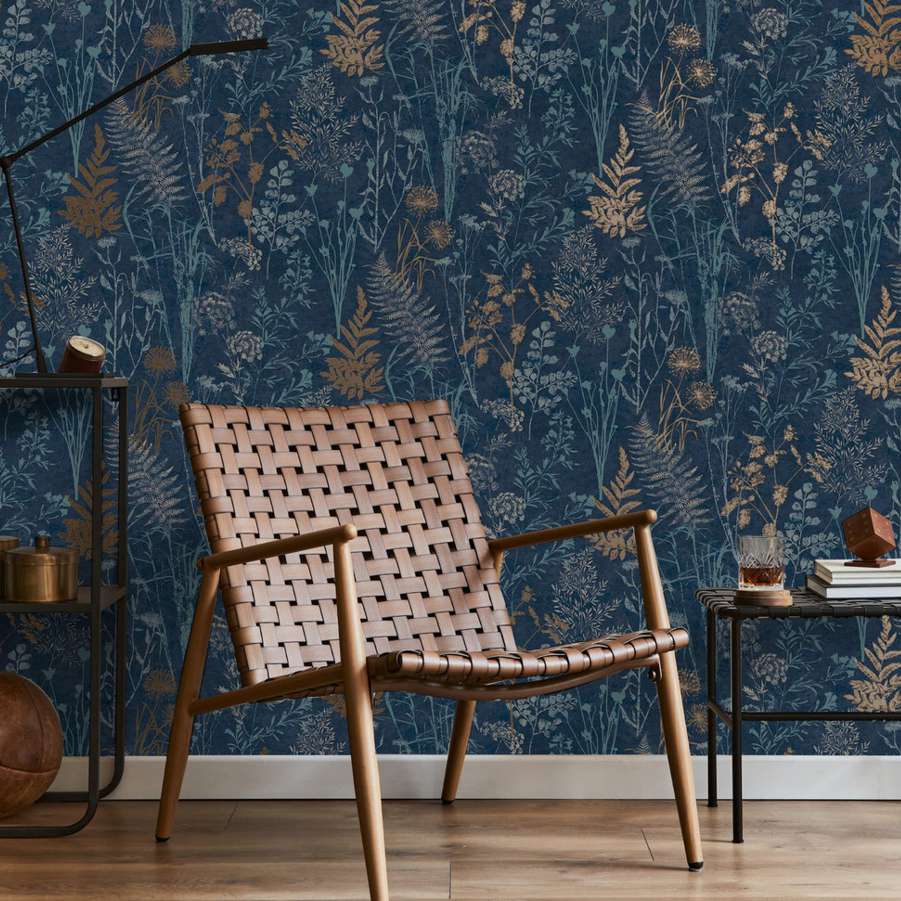 Organics Navy Copper Wallpaper - Shopping4Africa