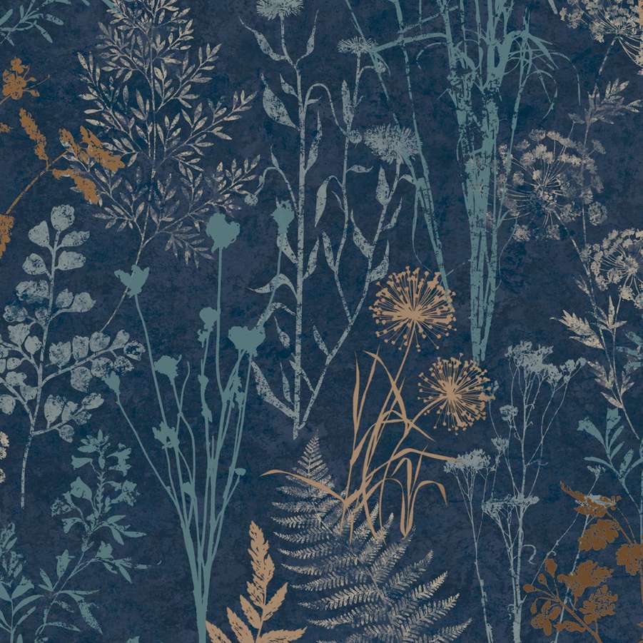 Organics Navy Copper Wallpaper - Shopping4Africa