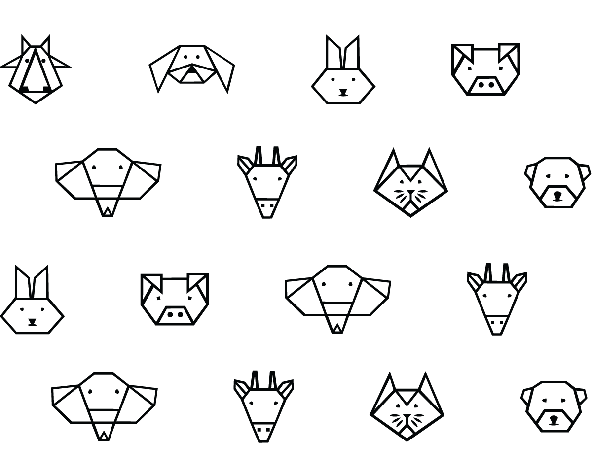 Origami Animals - Vinyl wall patterns