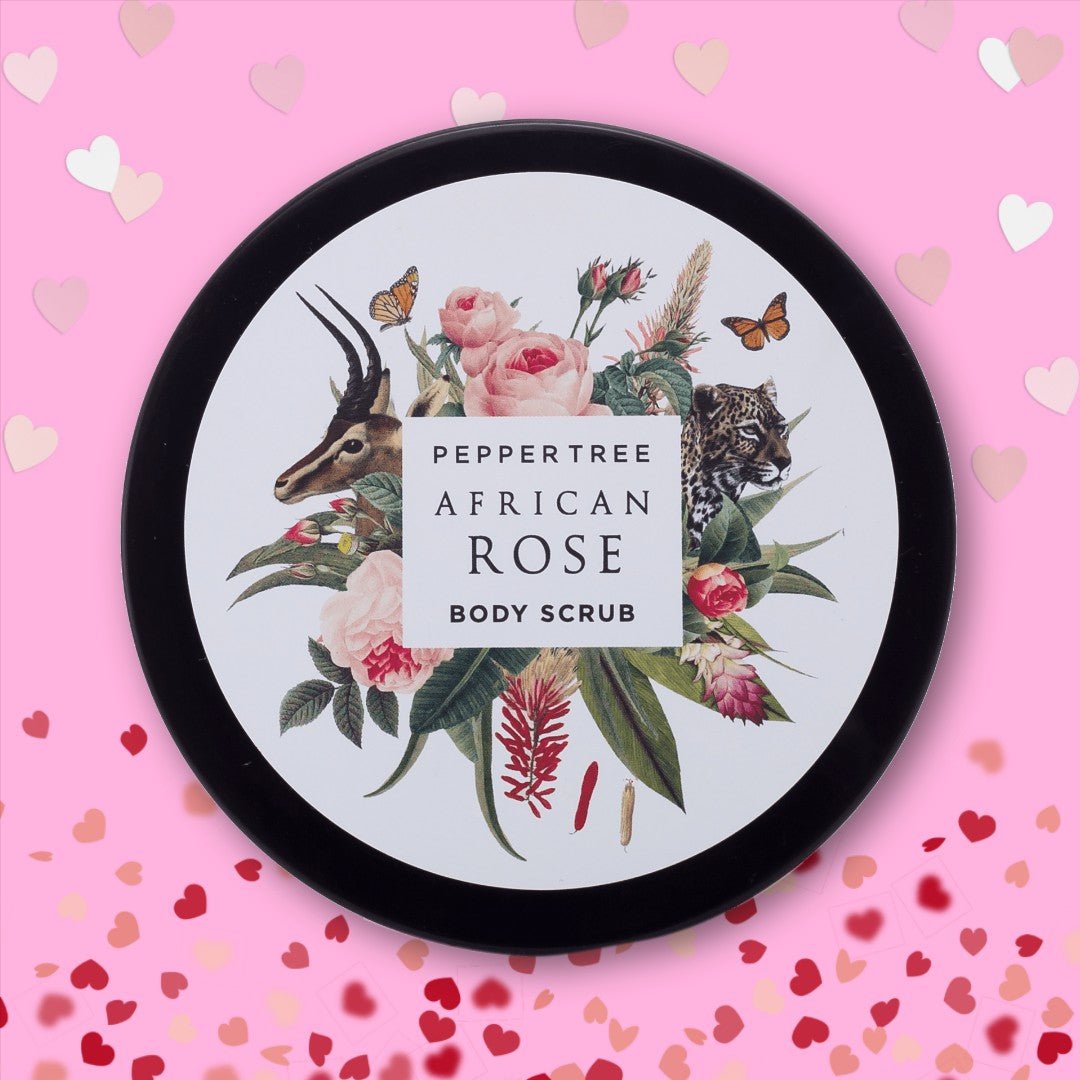 Pepper Tree African Rose Body Scrub 250ml Exfoliating Moisturiser Shea Butter Apricot Oil - Shopping4Africa