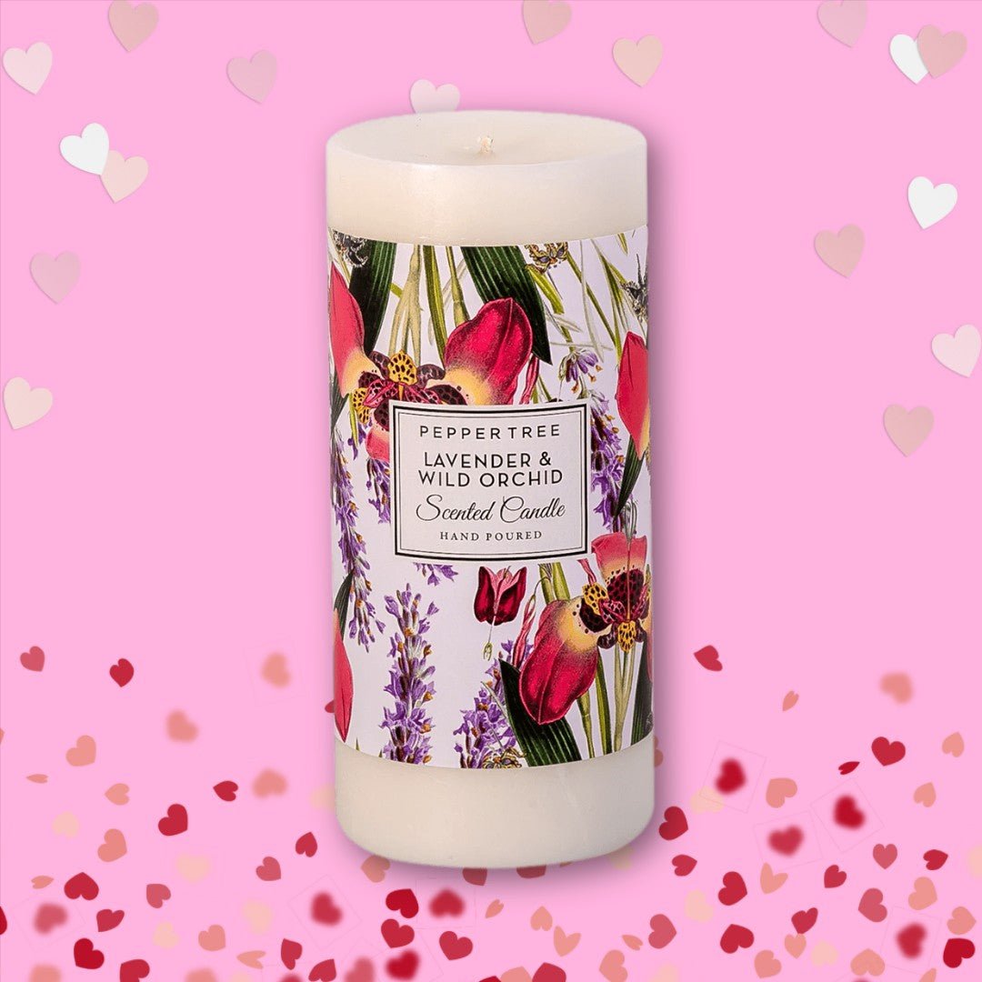 Pepper Tree Lavender & Wild Orchid Large Scented Pillar Candle Luxurious Home Fragrance - Shopping4Africa