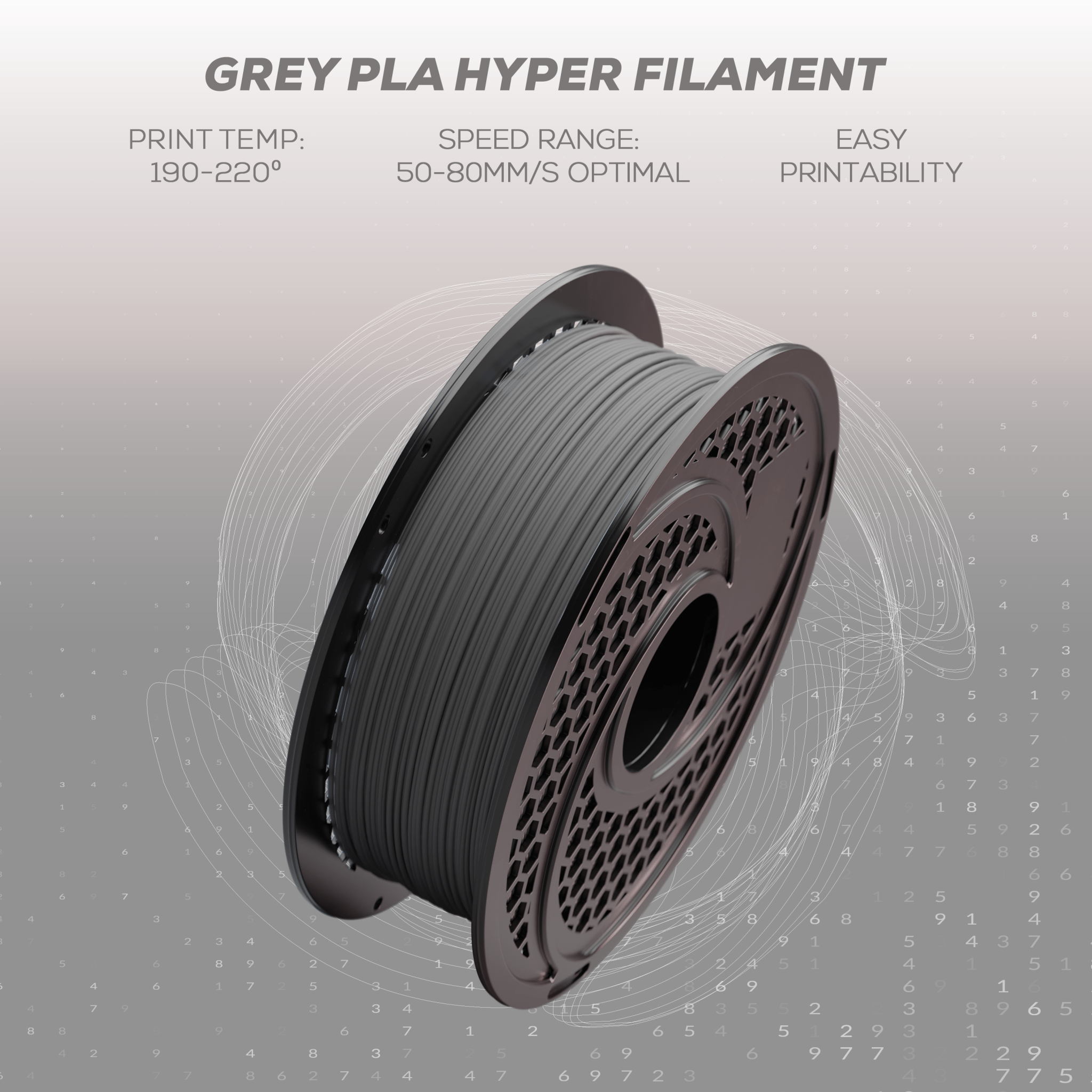 PLA Hyper Filament 1kg - Grey - Shopping4Africa