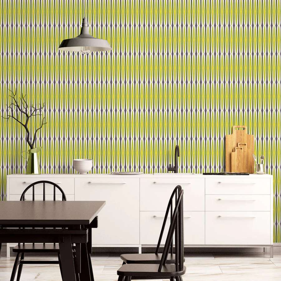 Retro Century Stripe Lime Green Wallpaper - Shopping4Africa