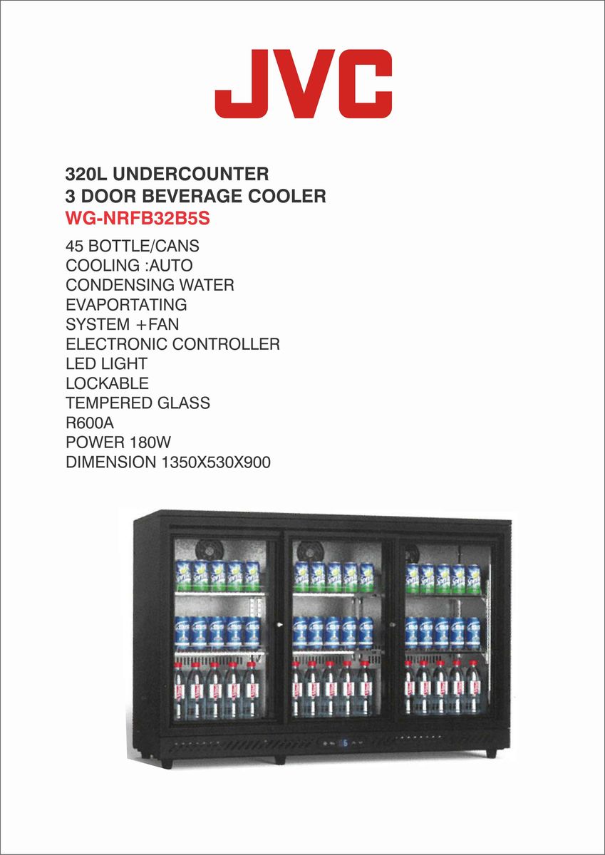 JVC 320L Under-counter 3 Door Beverage Cooler WG-NRFB32B5S