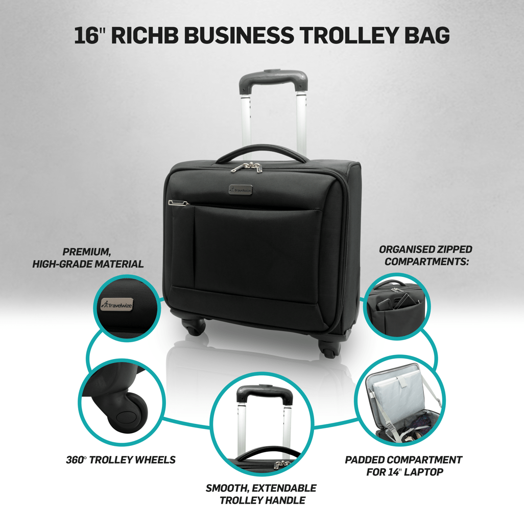 Travelwize RichB Business Trolley 16 inch - Black - Shopping4Africa