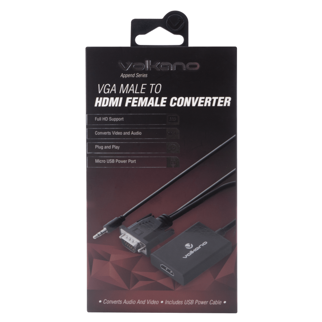 Volkano Append series VGA male to HDMI female converter, 10cm cable, with Sound - Shopping4Africa