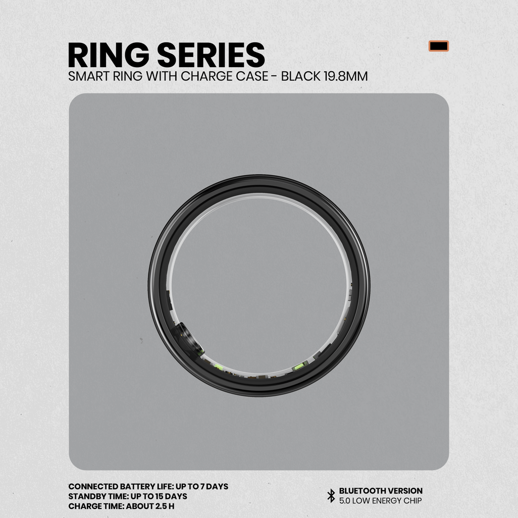 Volkano Ring series Smart Ring With Charge Case - black - Shopping4Africa