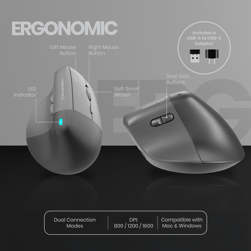 VolkanoX Ergo Bluetooth Wireless Mouse - Shopping4Africa