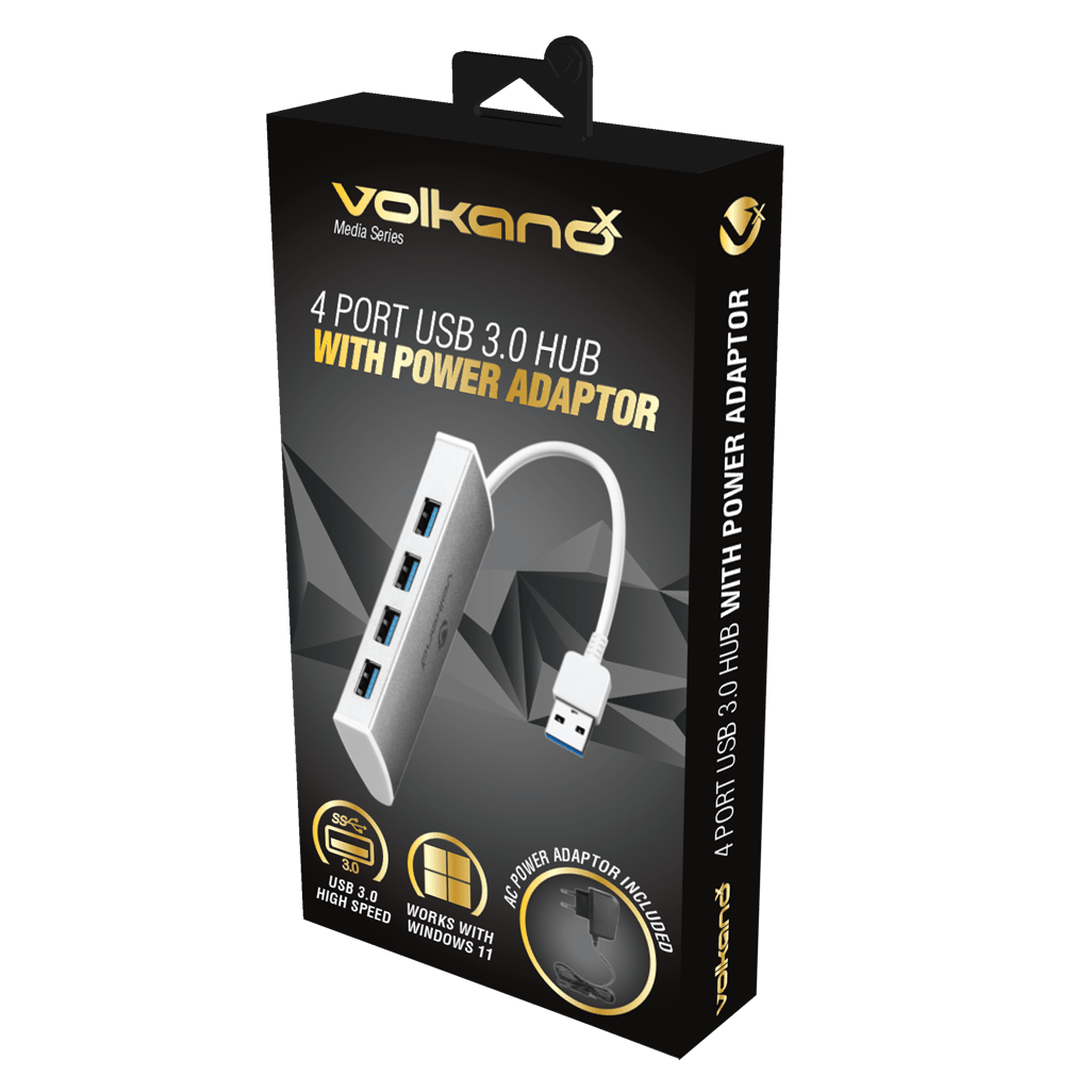 VolkanoX Media series 4 port USB hub with power cable - Shopping4Africa