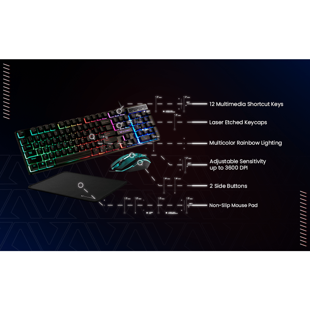 VX Gaming Artemis series 3 - in - 1 Combo KB, Mouse, Mousepad - Shopping4Africa