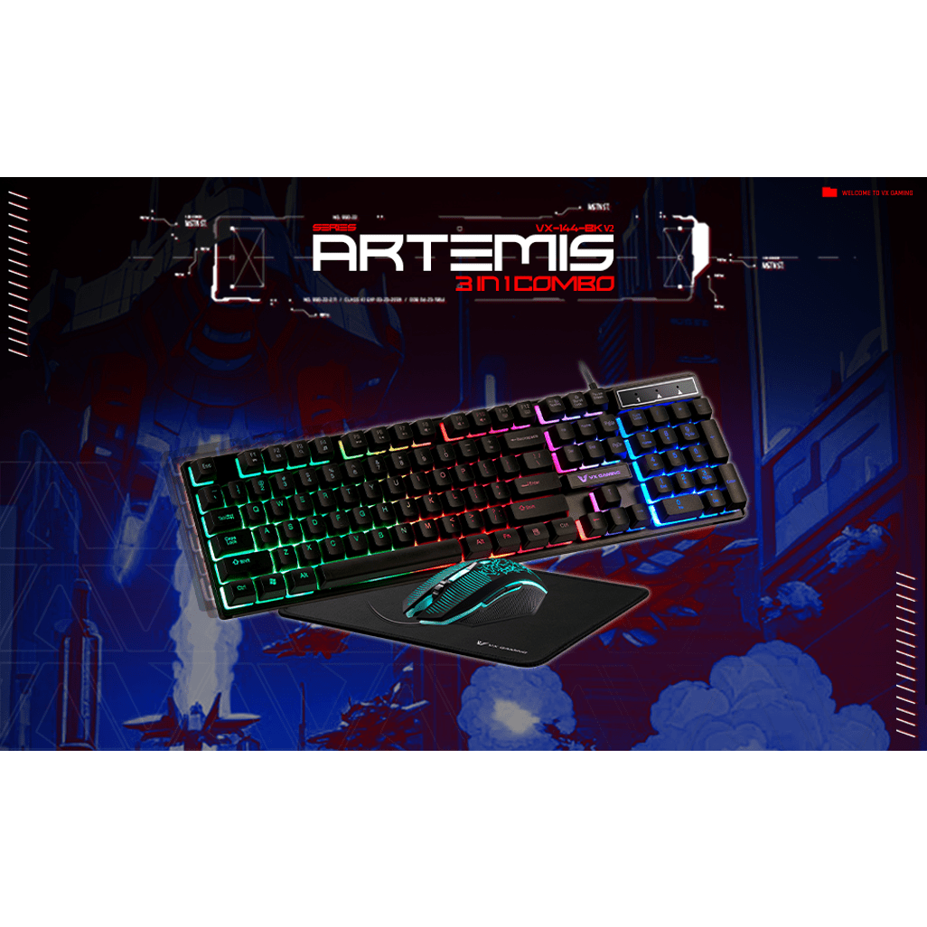 VX Gaming Artemis series 3 - in - 1 Combo KB, Mouse, Mousepad - Shopping4Africa