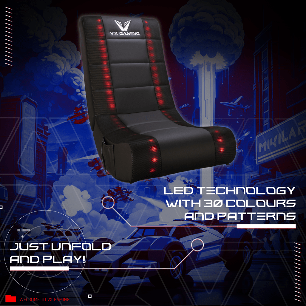 VX Gaming Electra Series Rocking Gaming Chair with LED lights - Shopping4Africa