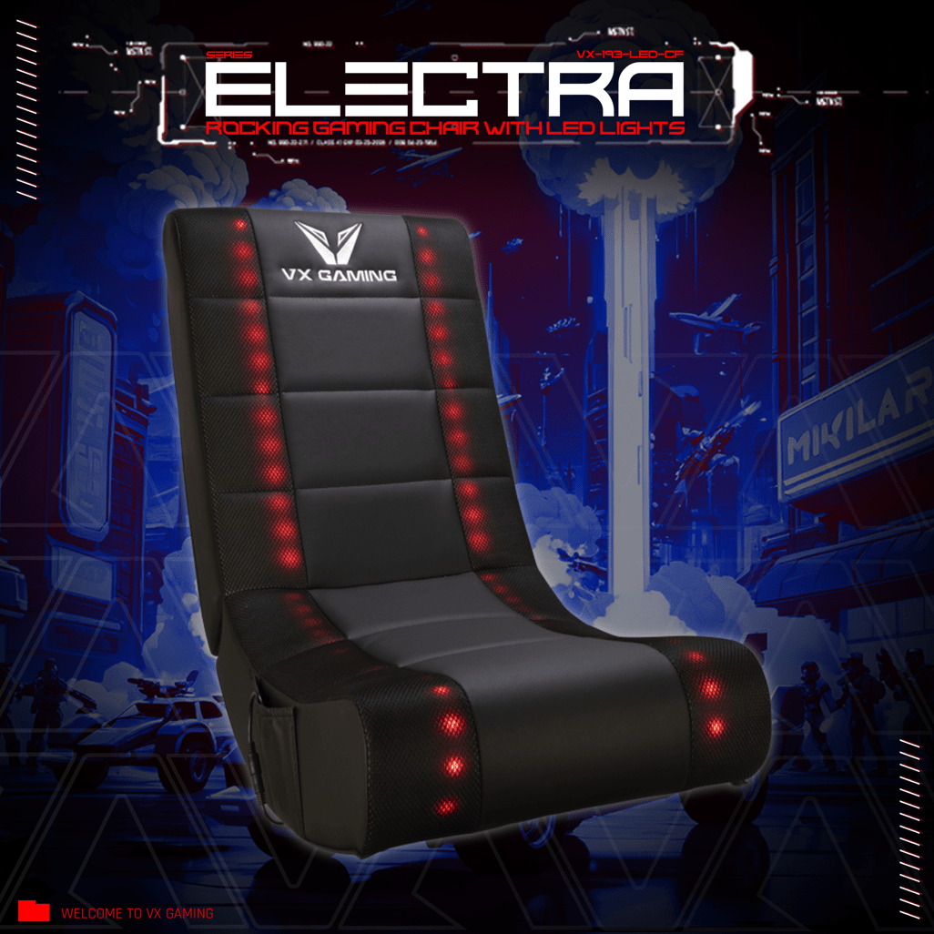 VX Gaming Electra Series Rocking Gaming Chair with LED lights - Shopping4Africa