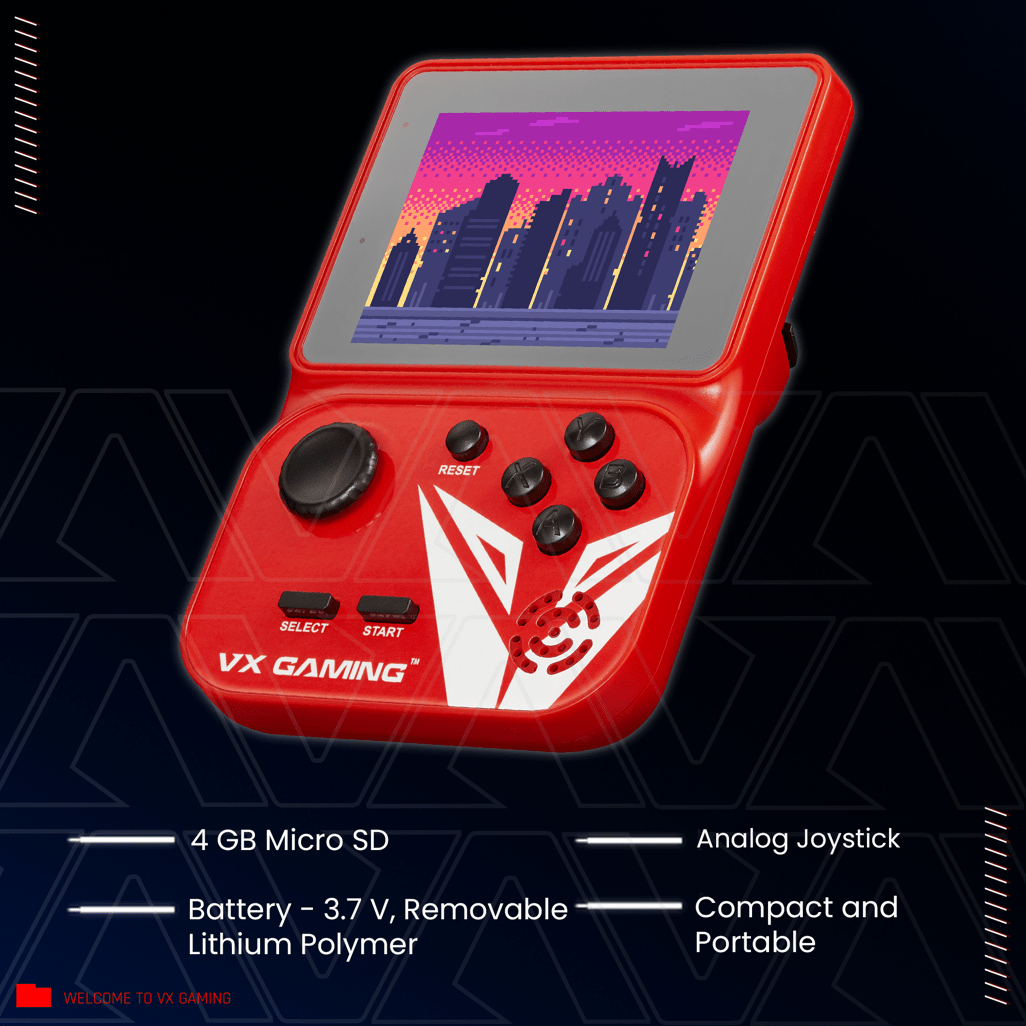 VX Gaming Nostalgia Series Handheld Retro Game Station with 4GB Micro SD - Red - Shopping4Africa