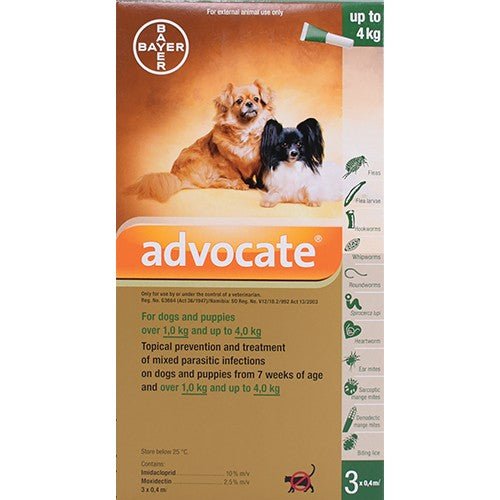 Advocate Small Dog 3x0.4ml 4kg Green - Shopping4Africa