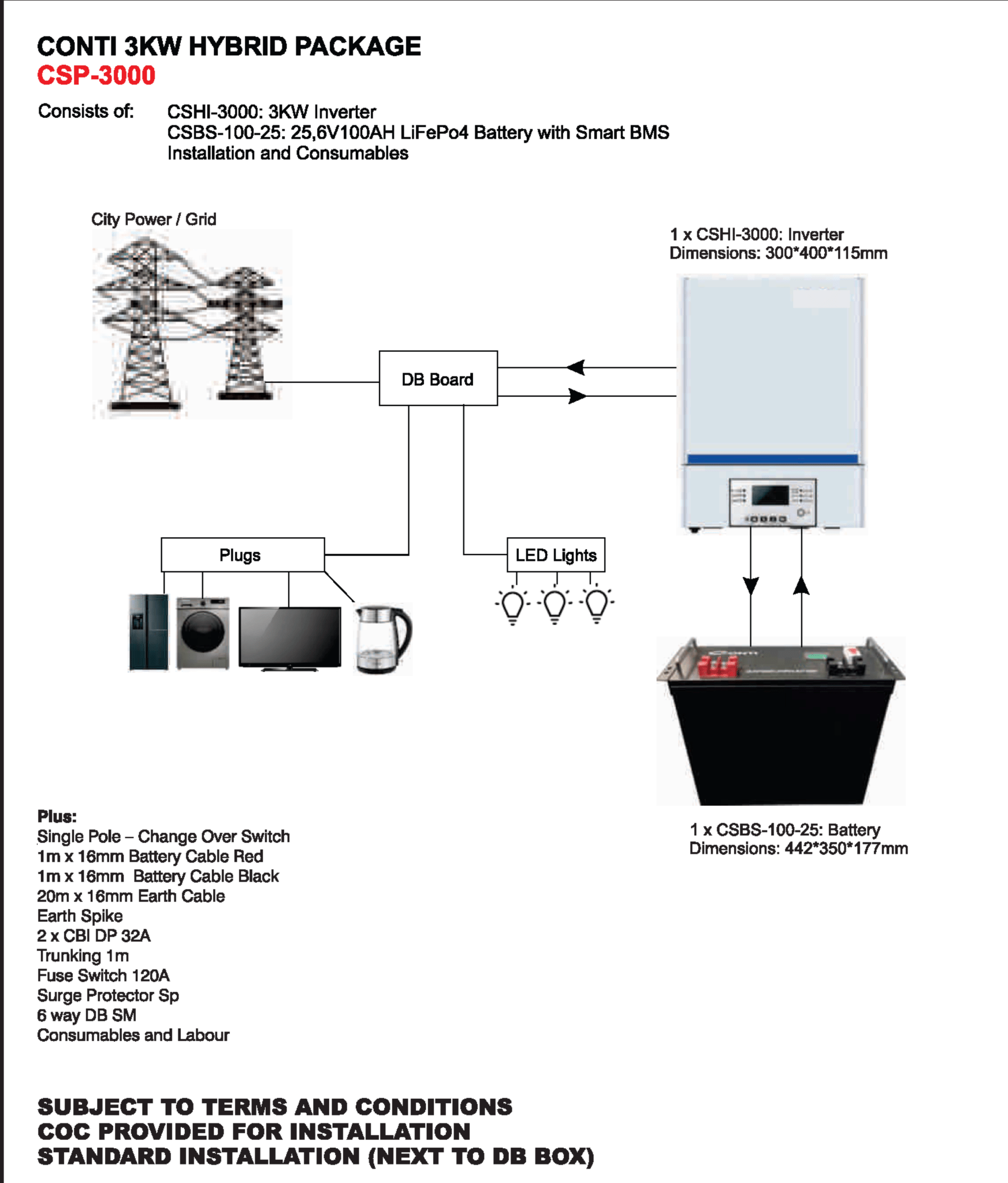 Conti 3KW Solar Hybrid Installation Package CSP-3000 - Shopping4Africa