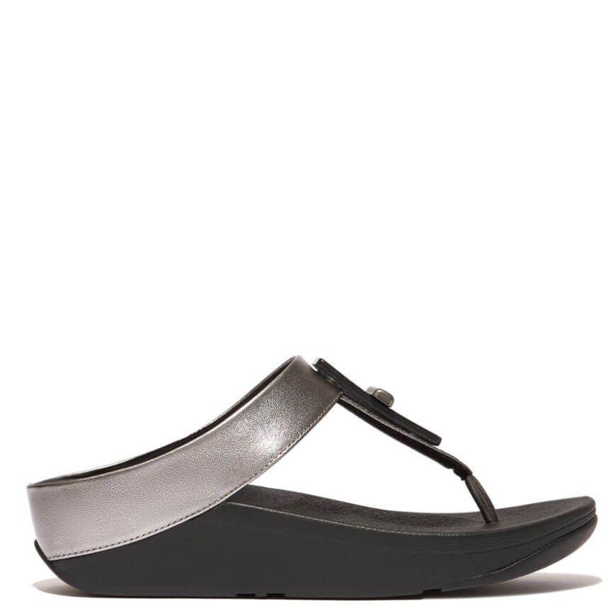 FitFlop Fino Resin-Lock Leather Pewter Mix - Shopping4Africa