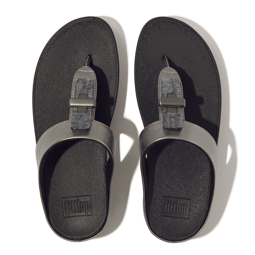 FitFlop Fino Resin-Lock Leather Pewter Mix - Shopping4Africa