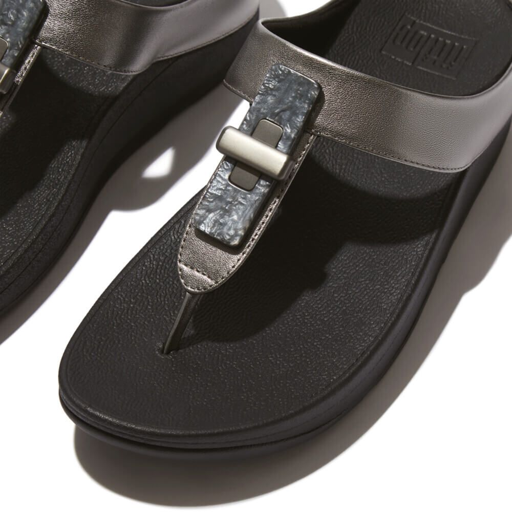 FitFlop Fino Resin-Lock Leather Pewter Mix - Shopping4Africa