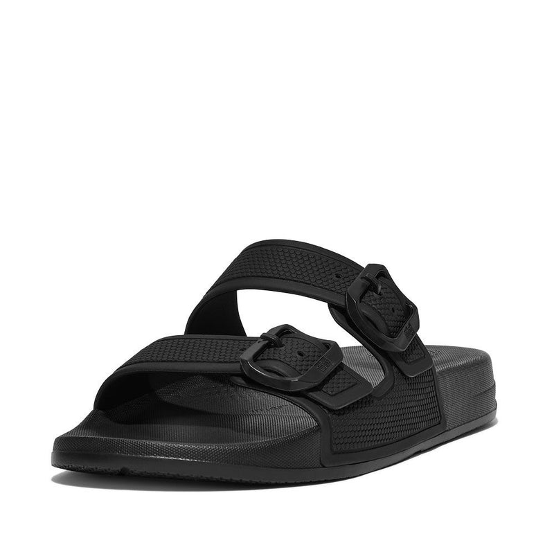 FitFlop iQushion Buckle Slides All Black - Shopping4Africa