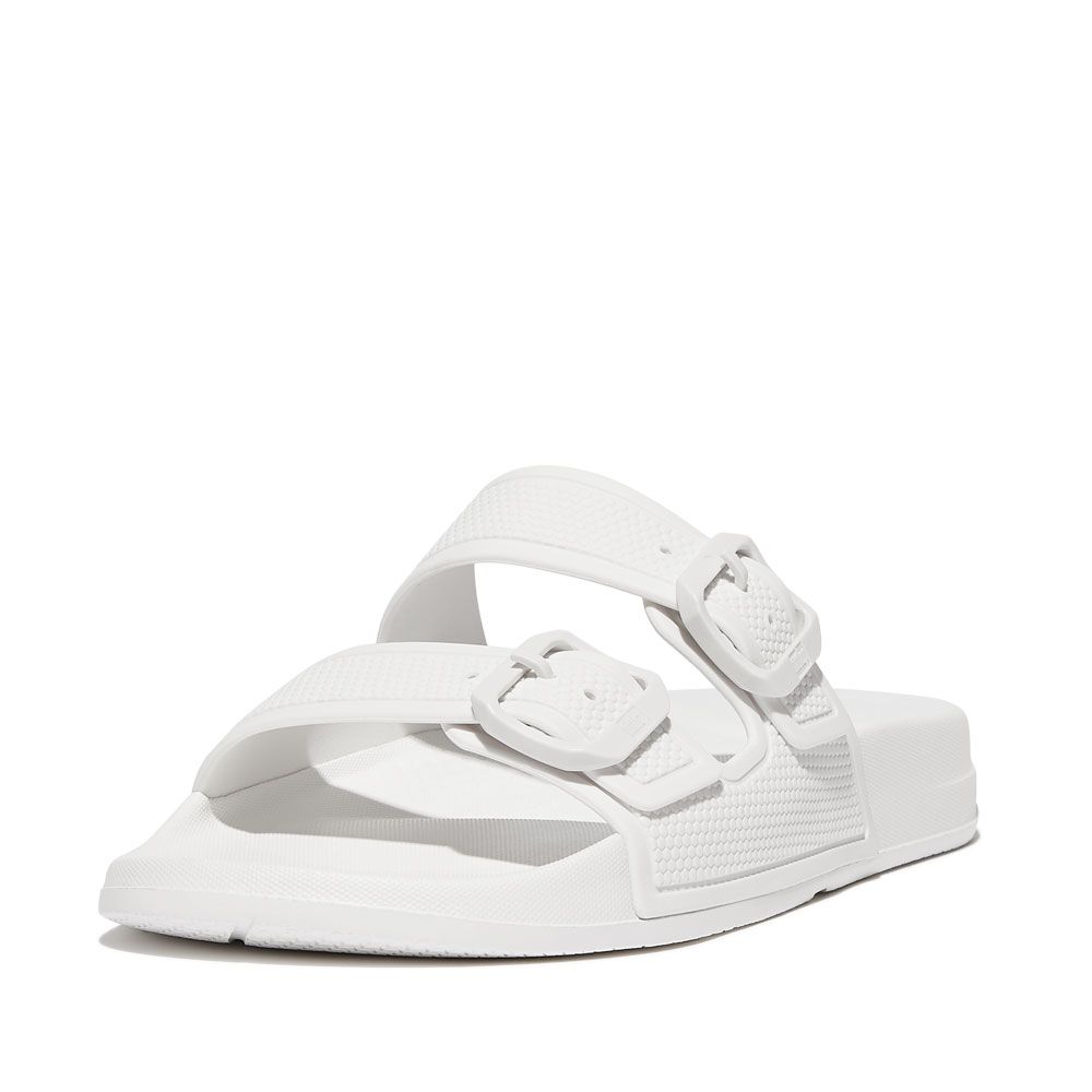 FitFlop iQushion Buckle Slides Urban White - Shopping4Africa