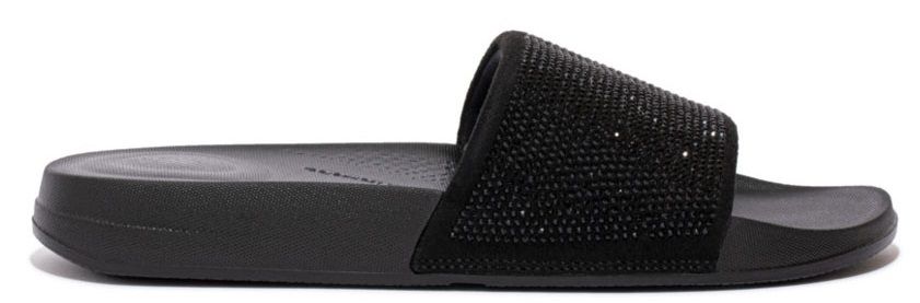 FitFlop iQushion Embellished Slides All Black - Shopping4Africa