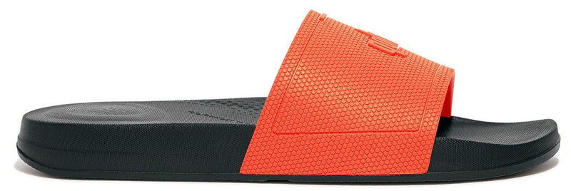 FitFlop iQushion Mens Slides Black/Neon Orange - Shopping4Africa