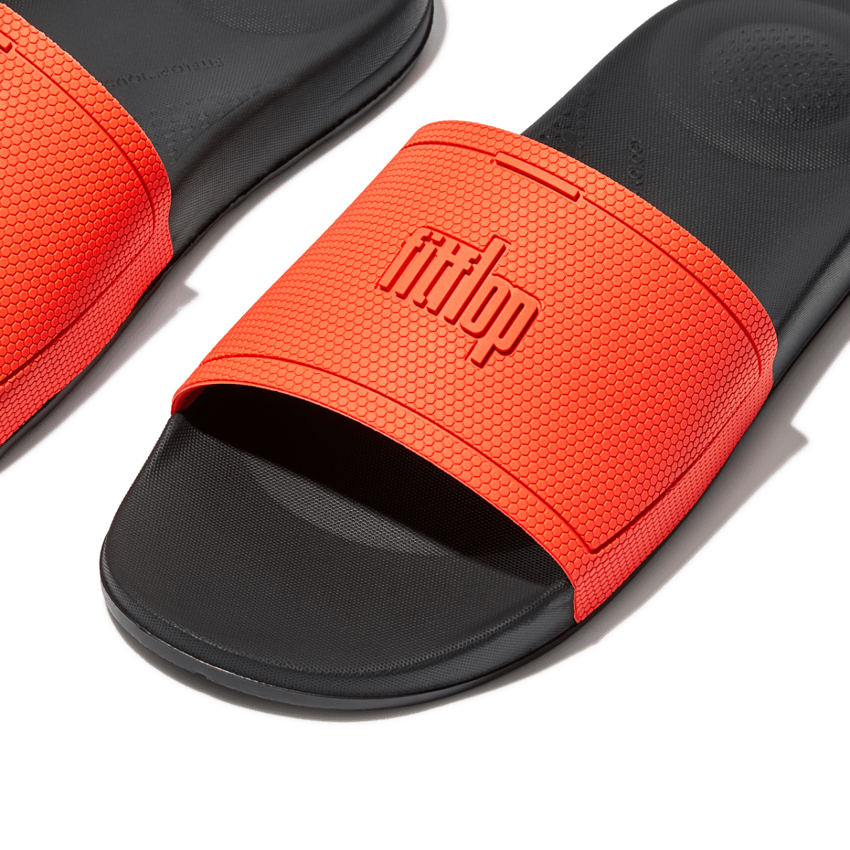 FitFlop iQushion Mens Slides Black/Neon Orange - Shopping4Africa