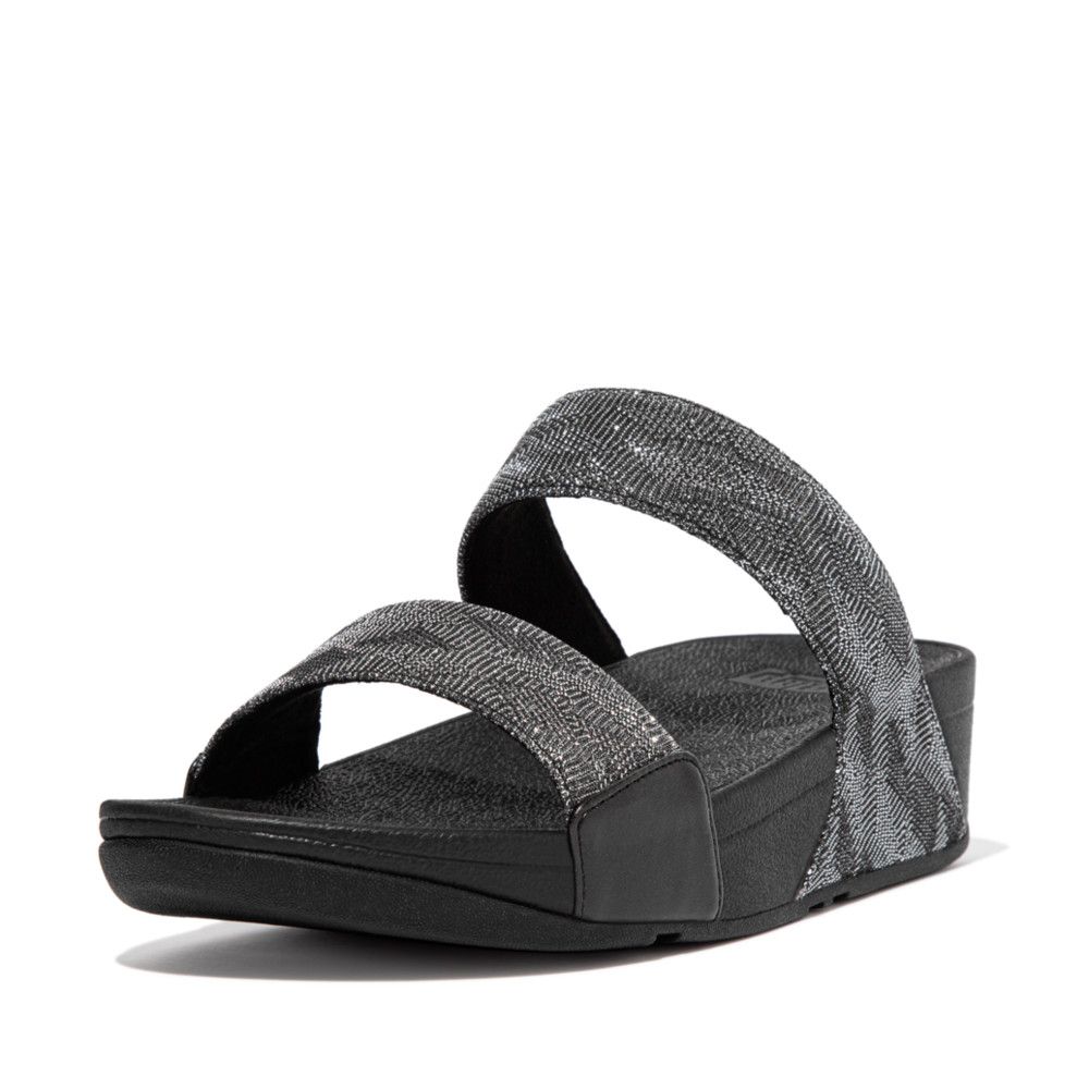 FitFlop Lulu Glitz Slides All Black - Shopping4Africa