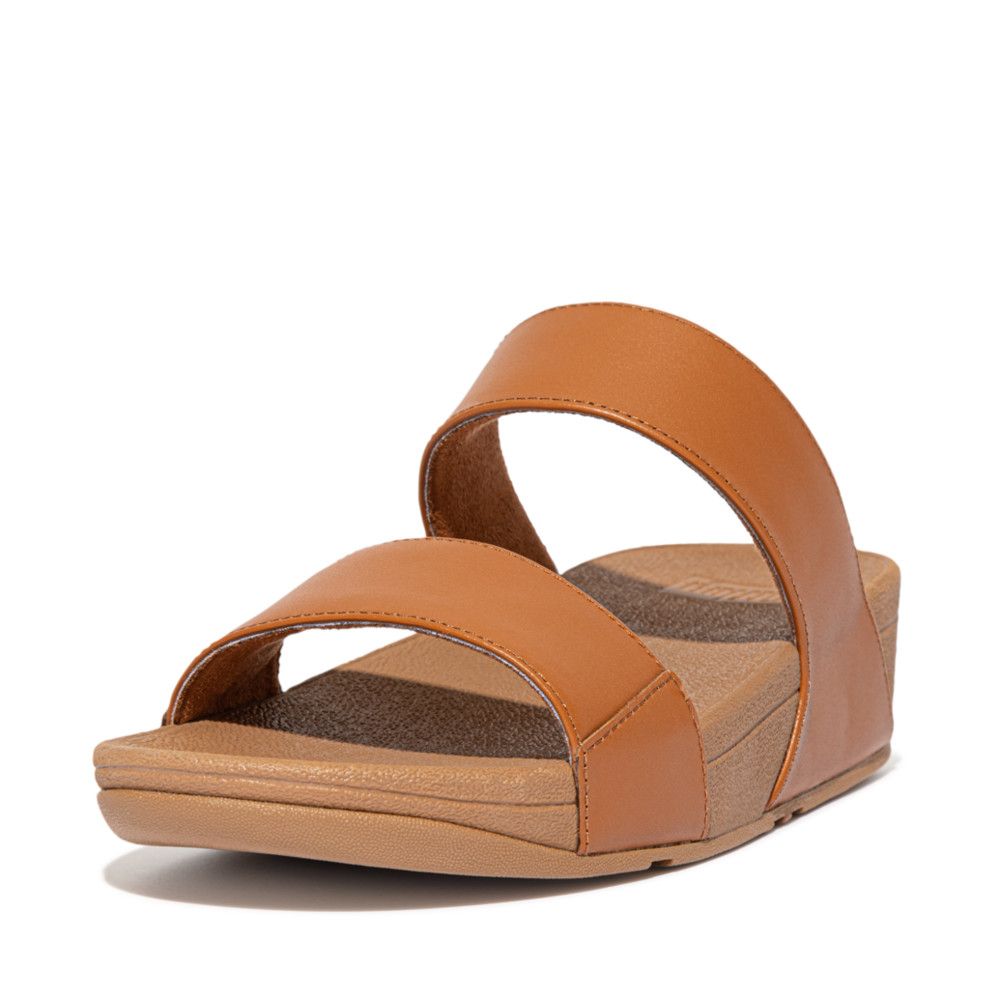 FitFlop Lulu Leather Slides Light Tan - Shopping4Africa